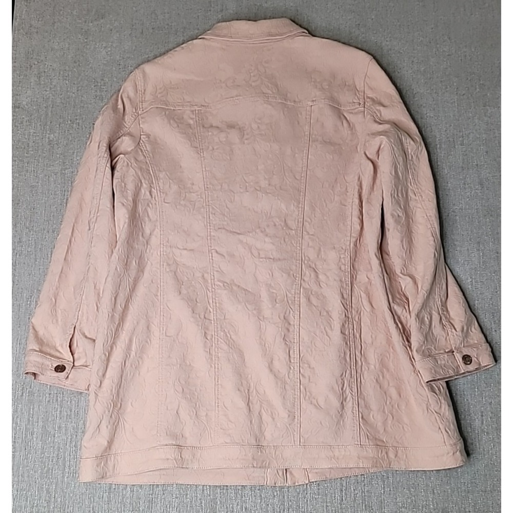 Chico's Elongated Jacquard Paris Pink Button Down Jacket 3 16/18 Cotton/Spandex‎ - Picture 14 of 14